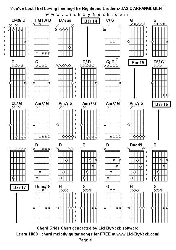 Chord Grids Chart of chord melody fingerstyle guitar song-You've Lost That Loving Feeling-The Righteous Brothers-BASIC ARRANGEMENT,generated by LickByNeck software.